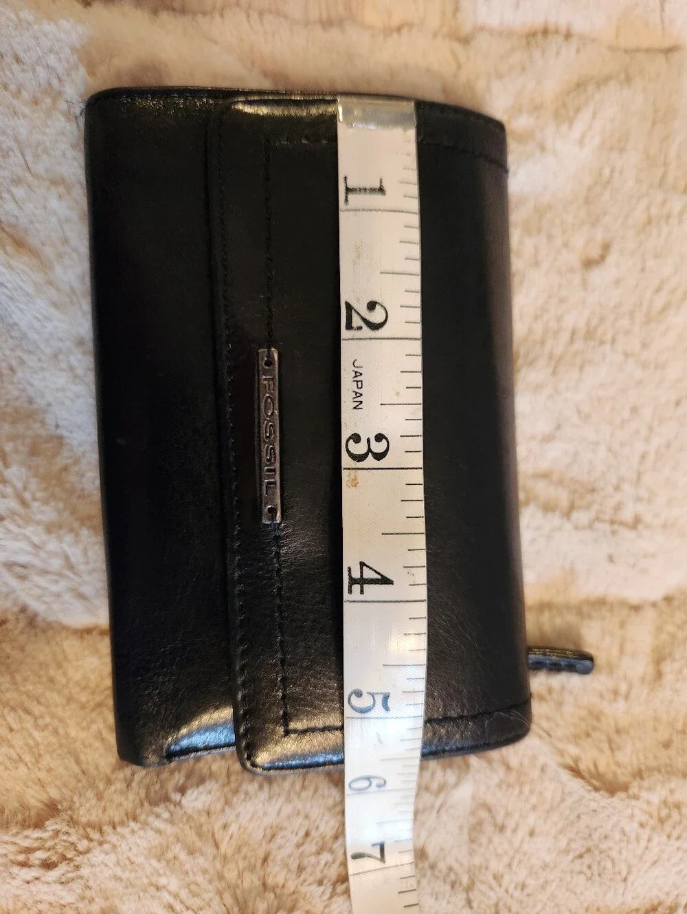 Fossil Black Leather Wallet, Card Slots Cash Coin Holder EUC